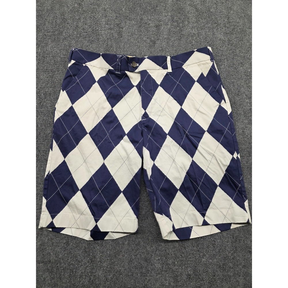 Loudmouth Shorts Mens 38 Blue Plaid Argyle Golf Chino Stretch Pockets Golfing